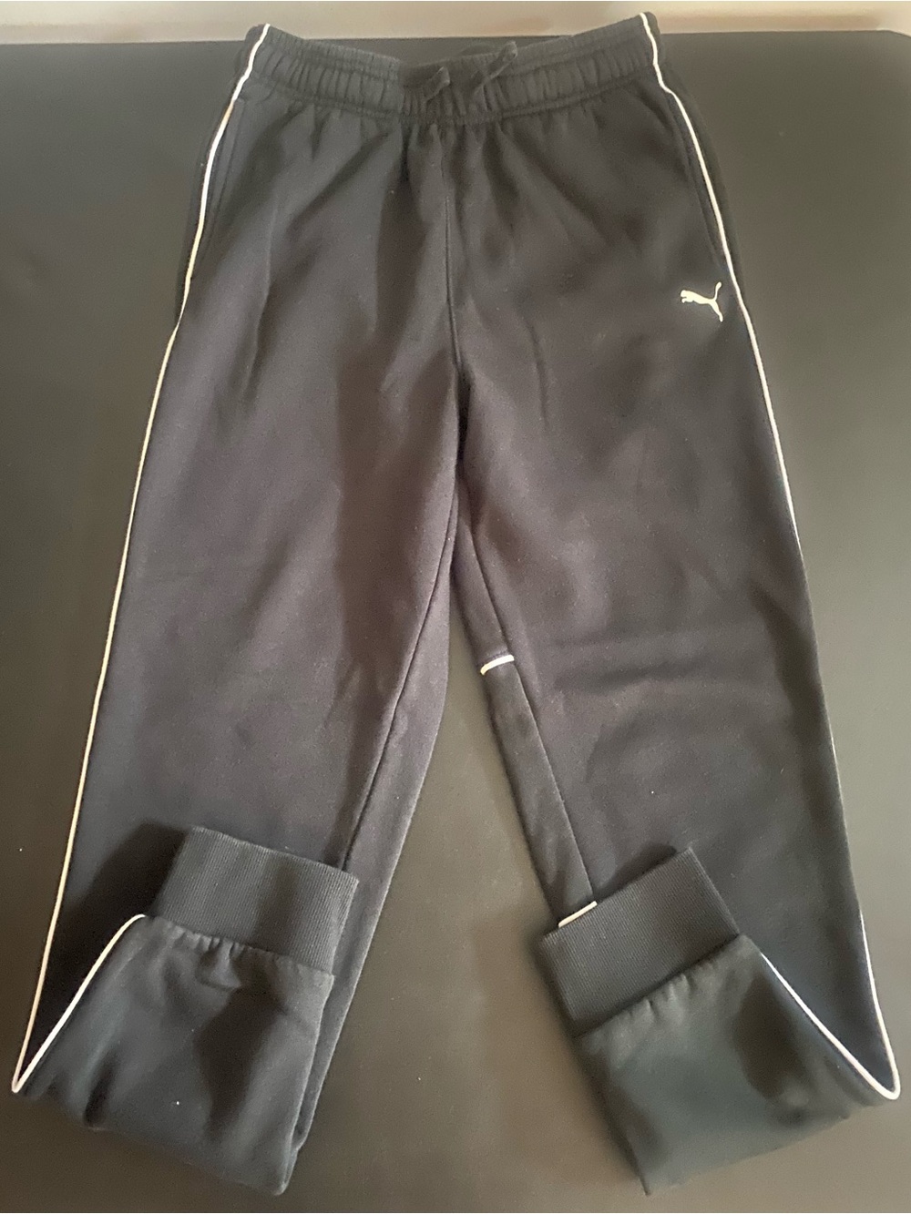 🖤 Puma Youth Boys Joggers Black White Piping Size Large (L) 🖤